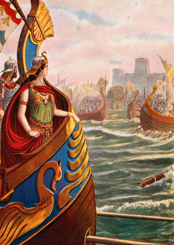 Cleopatra i slaget ved Actium av Tancredi Scarpelli
