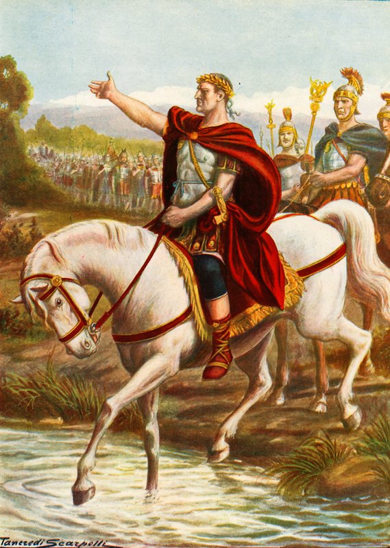Julius Caesar krysser Rubicon av Tancredi Scarpelli