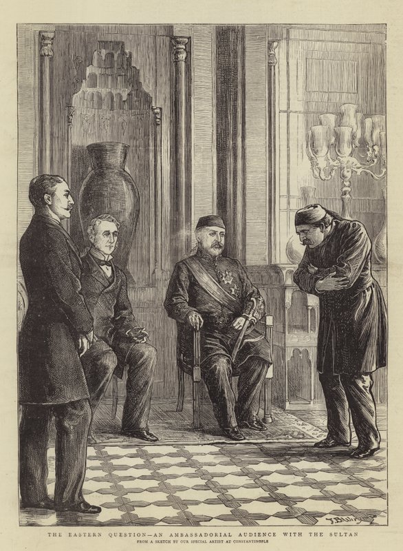 The Eastern Question, et ambassadørpublikum med sultanen av Theodore Blake Wirgman