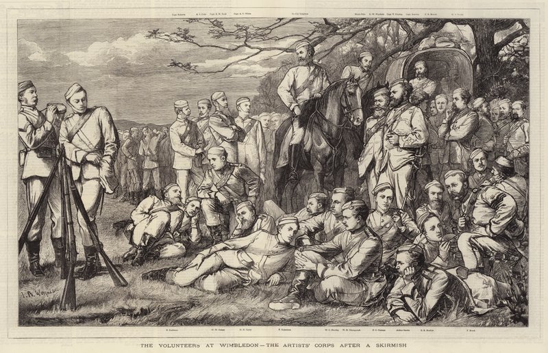 De frivillige ved Wimbledon, kunstnerkorpset etter en trefning av Theodore Blake Wirgman
