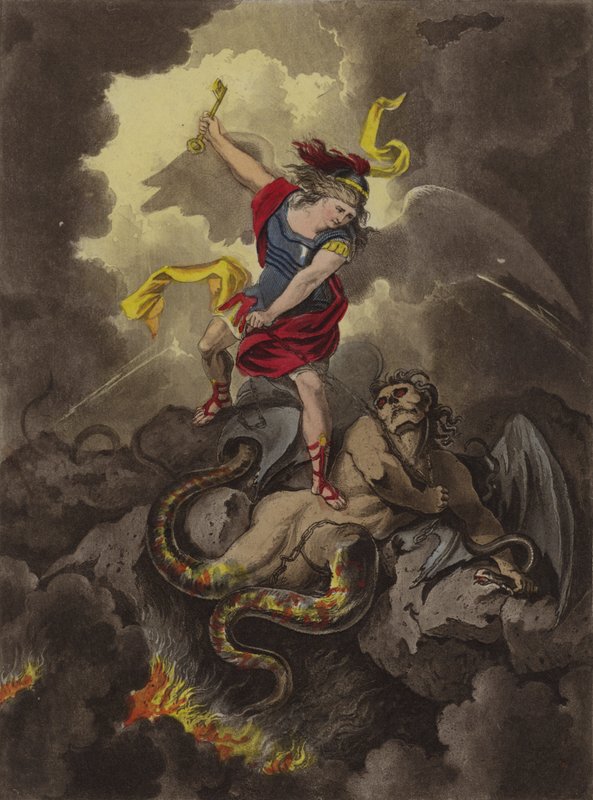 Satan lenket (etsing) av Theodore (after) Lane