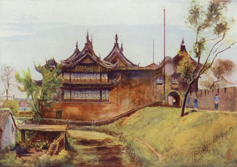 Shanghai, stykkegodsetempelet, bymuren av Thomas Hodgson Liddell