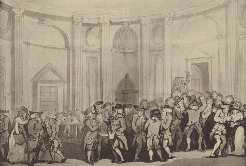 Sir Robert Taylors Rotunda, Bank of England, når den brukes som børs av Thomas Rowlandson
