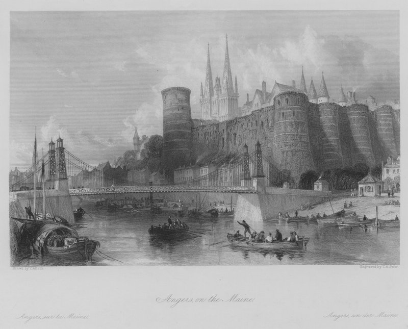 Angers, på Maine (gravering) av Thomas (after) Allom