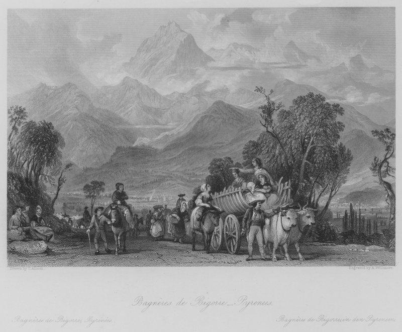 Bagneres de Poigorre, Pyreneene (gravering) av Thomas (after) Allom