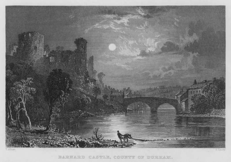 Barnard Castle, County of Durham (gravering) av Thomas (after) Allom