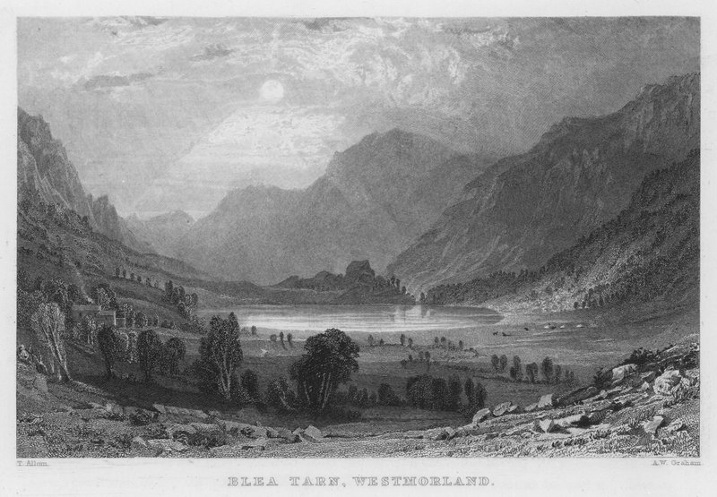Blea Tarn, Westmorland (gravering) av Thomas (after) Allom