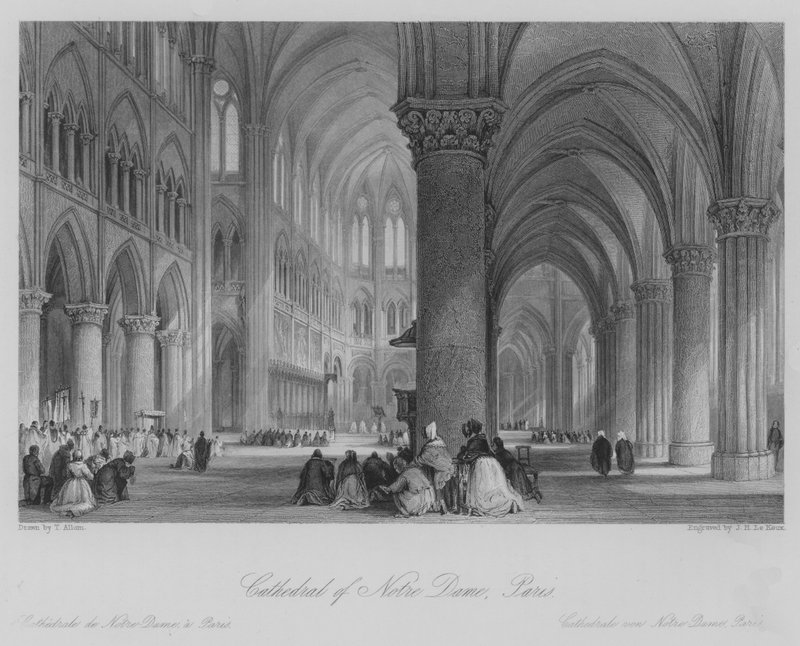 Katedralen i Notre Dame, Paris (gravering) av Thomas (after) Allom
