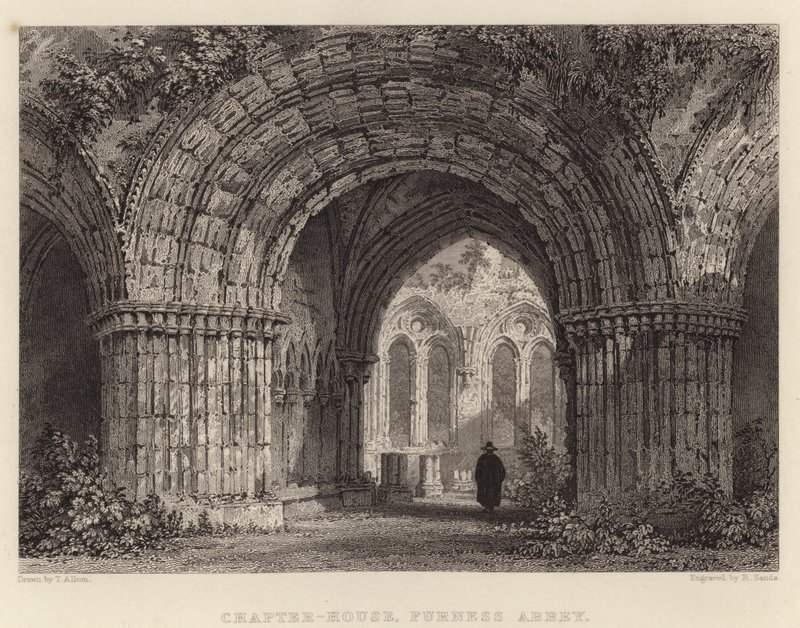 Chapter-House, Furness Abbey (gravering) av Thomas (after) Allom