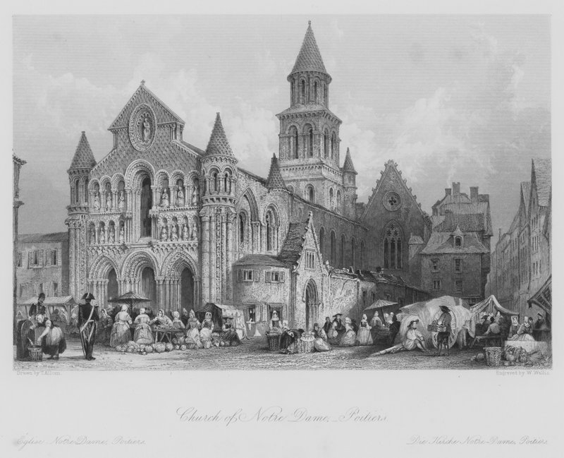 Church of Notre Dame, Poitiers (gravering) av Thomas (after) Allom