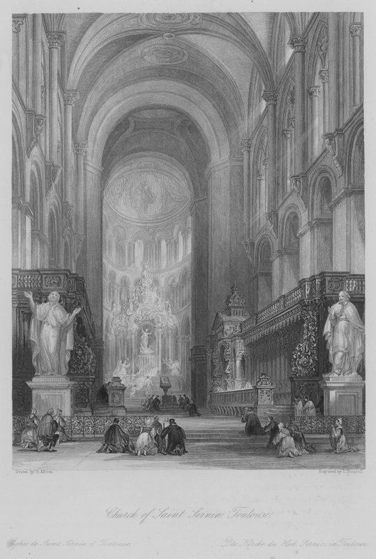 Church of Saint Sernin, Toulouse (gravering) av Thomas (after) Allom