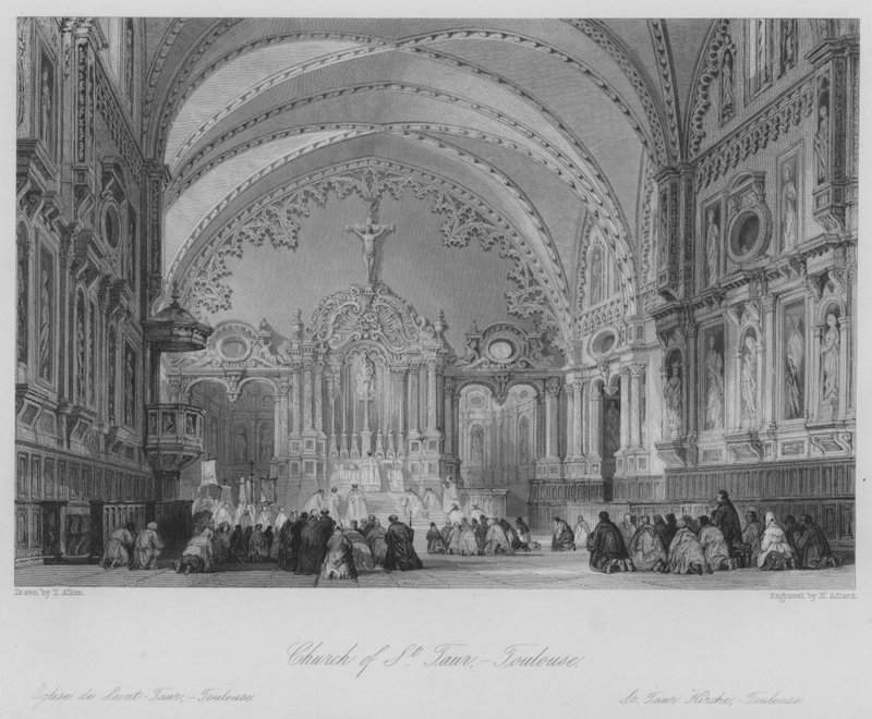 Church of St Taur, Toulouse (gravering) av Thomas (after) Allom