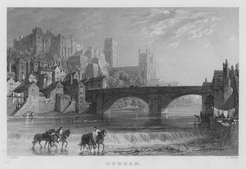 Durham (gravering) av Thomas (after) Allom