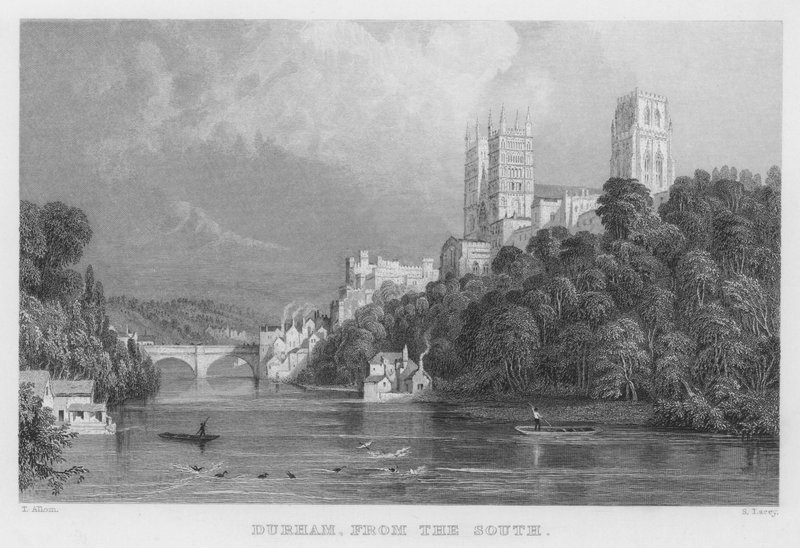 Durham, fra sør (gravering) av Thomas (after) Allom