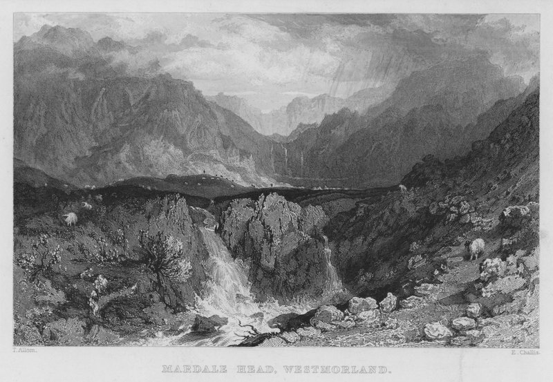 Mardale Head, Westmorland (gravering) av Thomas (after) Allom