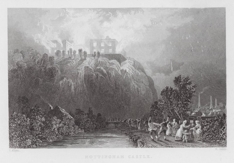 Nottingham Castle (gravering) av Thomas (after) Allom