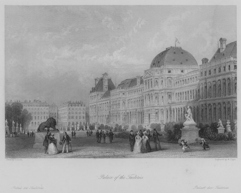 Palace of the Tuileries (gravering) av Thomas (after) Allom