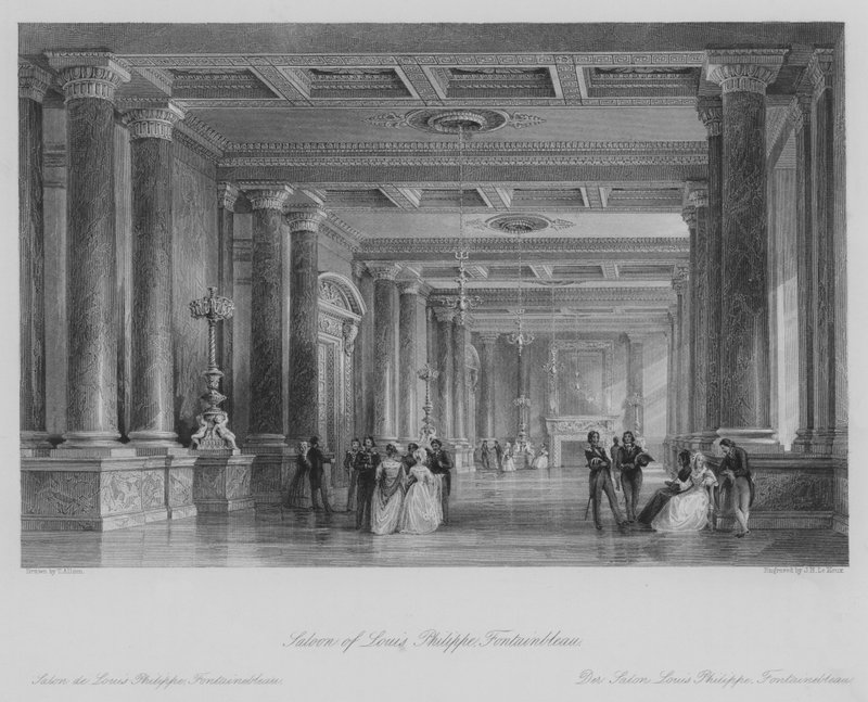 Saloon of Louis Philippe, Fontainbleau (gravering) av Thomas (after) Allom