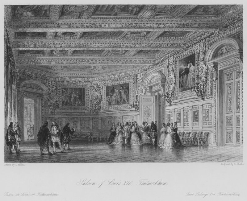 Saloon of Louis XIII, Fontainbleau (gravering) av Thomas (after) Allom