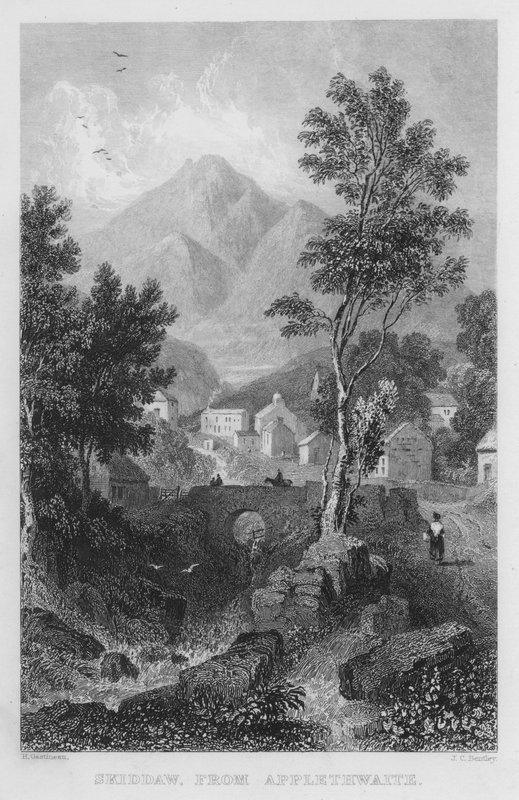 Skiddaw, fra Applethwaite (gravering) av Thomas (after) Allom