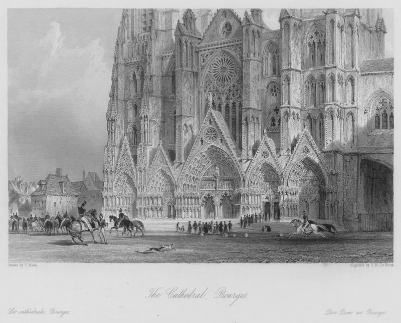 Katedralen, Bourges (gravering) av Thomas (after) Allom