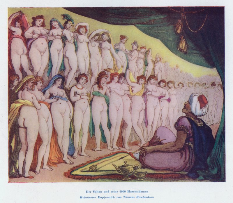 Harem (farge litho) av Thomas (after) Rowlandson