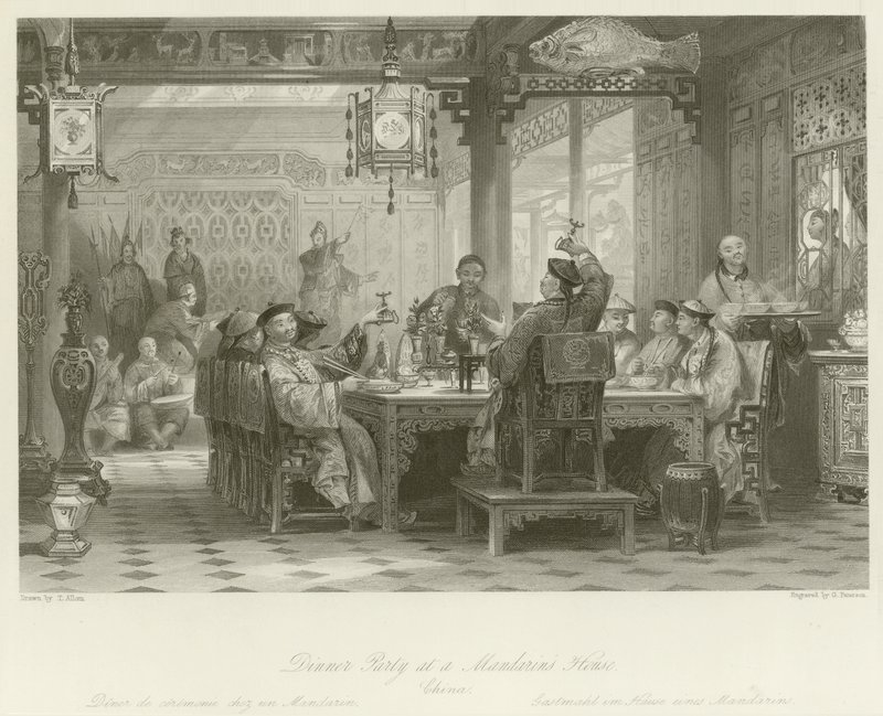 Middagsselskap hjemme hos en mandarin av Thomas Allom