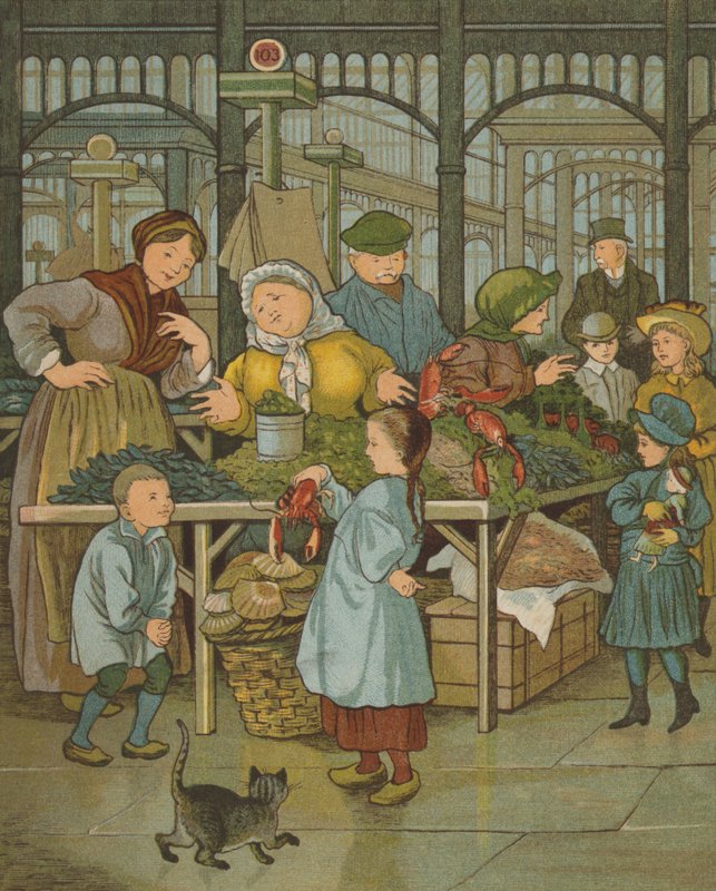 Paris: markedene (farge litho) av Thomas Crane