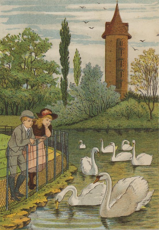 Paris: svanene (farge litho) av Thomas Crane