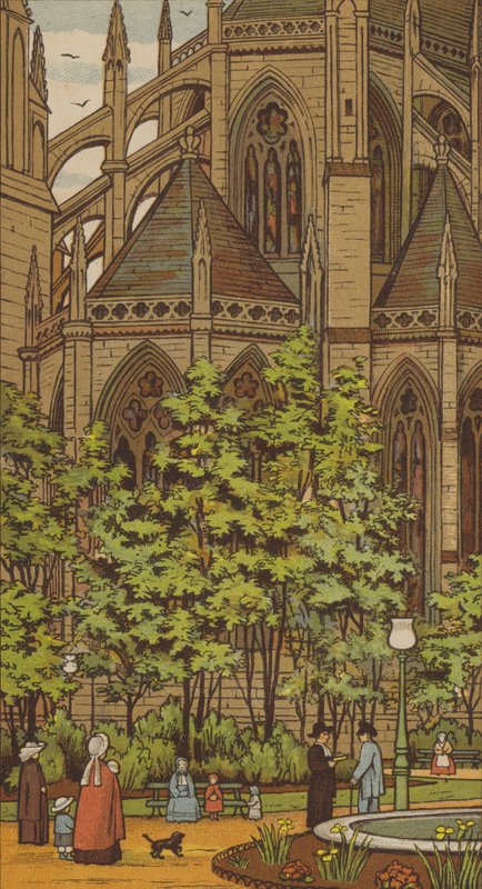 Rouen: Church of St Ouen (farge litho) av Thomas Crane