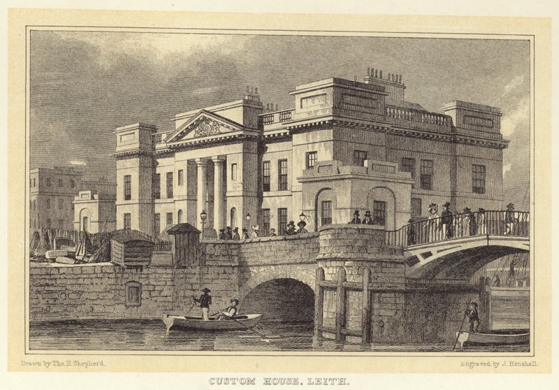 Custom House, Leith (gravering) av Thomas Hosmer (after) Shepherd