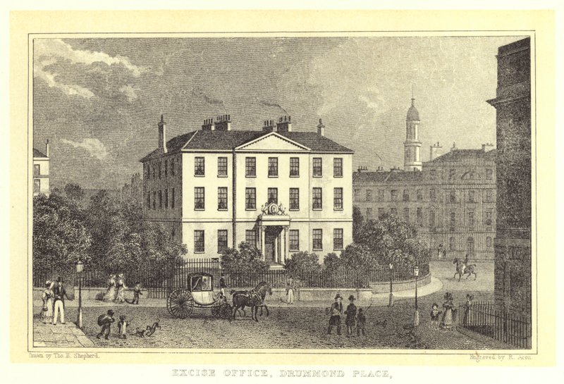 Avgiftskontoret, Drummond Place (gravering) av Thomas Hosmer (after) Shepherd