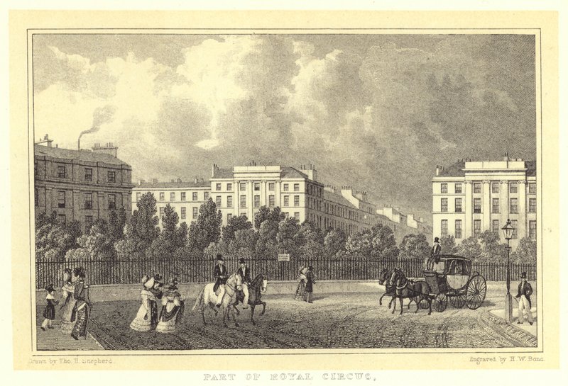 En del av Royal Circus (gravering) av Thomas Hosmer (after) Shepherd