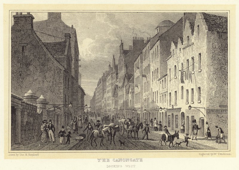 Canongate, ser vestover (gravering) av Thomas Hosmer (after) Shepherd