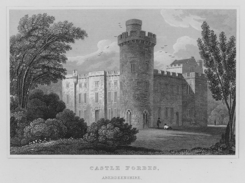 Castle Forbes, Aberdeenshire (gravering) av Thomas Hosmer Shepherd