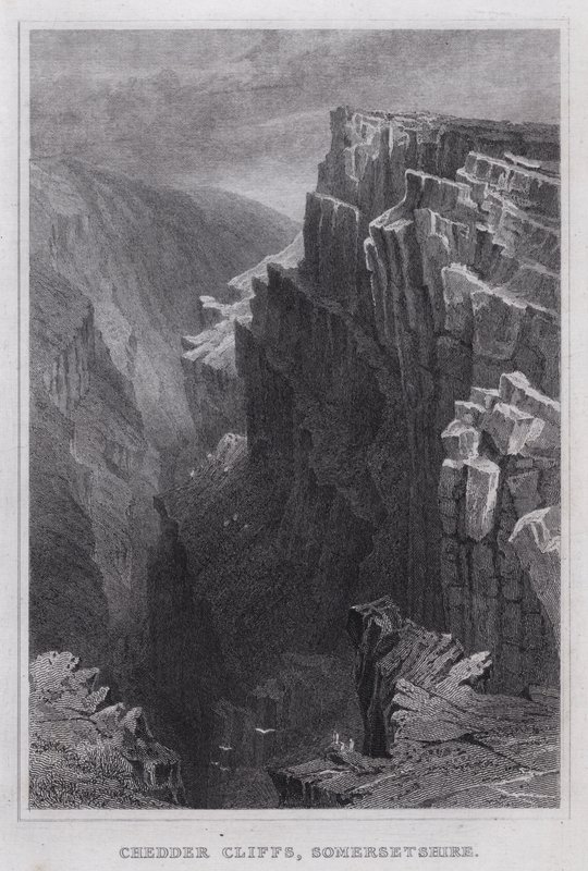 Cheddar Cliffs, Somersetshire (gravering) av Thomas Hosmer Shepherd