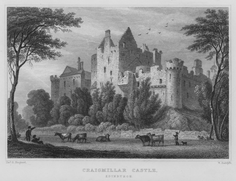 Craigmillar Castle, Edinburgh (gravering) av Thomas Hosmer Shepherd