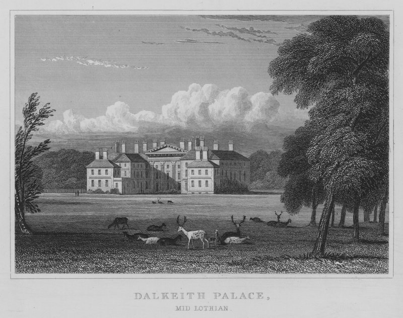 Dalkeith Palace, Mid Lothian (gravering) av Thomas Hosmer Shepherd