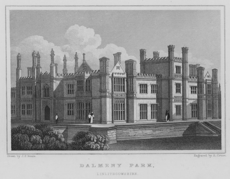 Dalmeny Park, Linlithgowshire (gravering) av Thomas Hosmer Shepherd