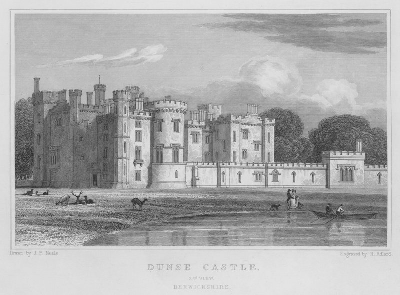 Dunse Castle, 2nd View, Berwickshire (gravering) av Thomas Hosmer Shepherd