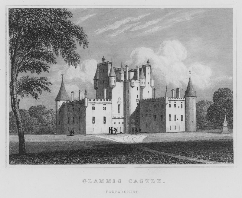 Glamis Castle, Forfarshire (gravering) av Thomas Hosmer Shepherd