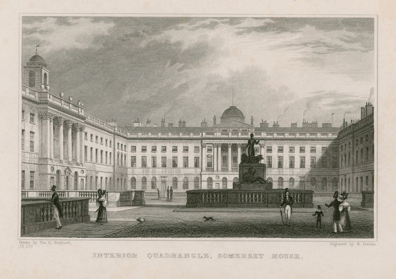 Interiør Quadrangle, Somerset House av Thomas Hosmer Shepherd