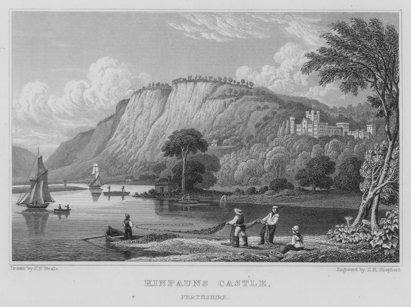 Kinfauns Castle, Perthshire (gravering) av Thomas Hosmer Shepherd