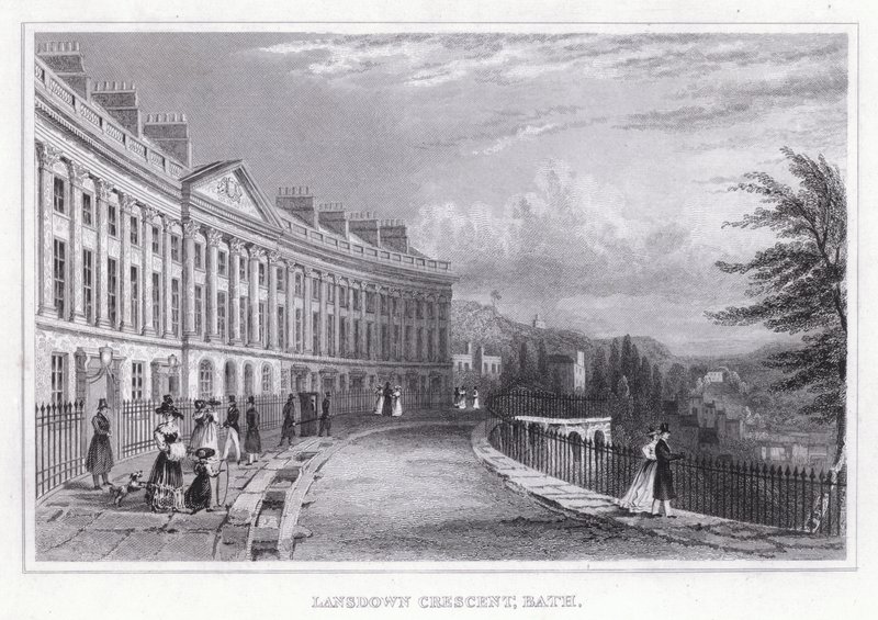 Lansdown Crescent, Bath (gravering) av Thomas Hosmer Shepherd