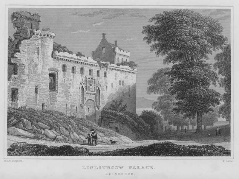 Linlithgow Palace, Edinburgh (gravering) av Thomas Hosmer Shepherd