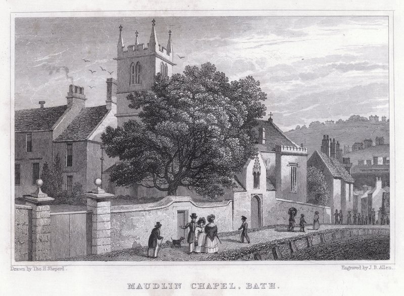Maudlin kapell, Bath (gravering) av Thomas Hosmer Shepherd