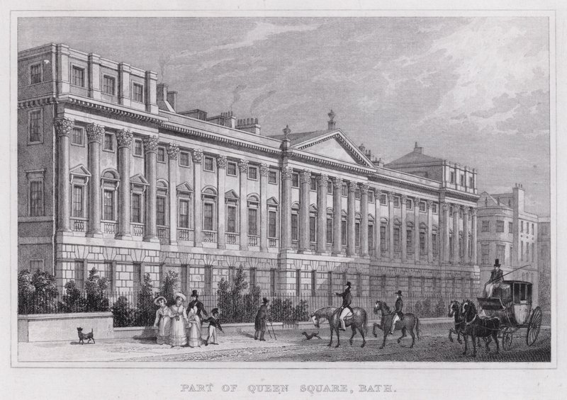 En del av Queen Square, Bath (gravering) av Thomas Hosmer Shepherd