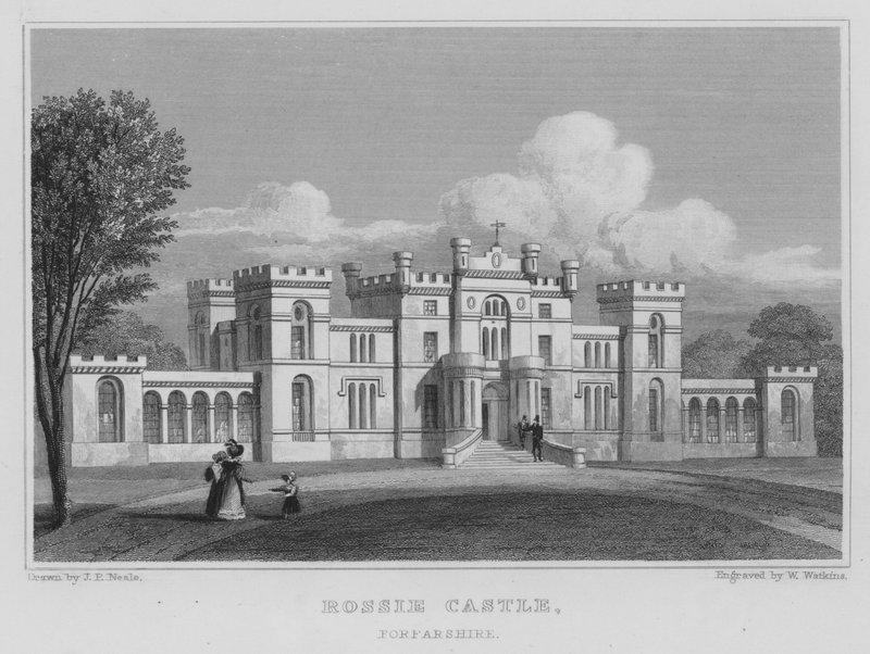 Rossie Castle, Forfarshire (gravering) av Thomas Hosmer Shepherd