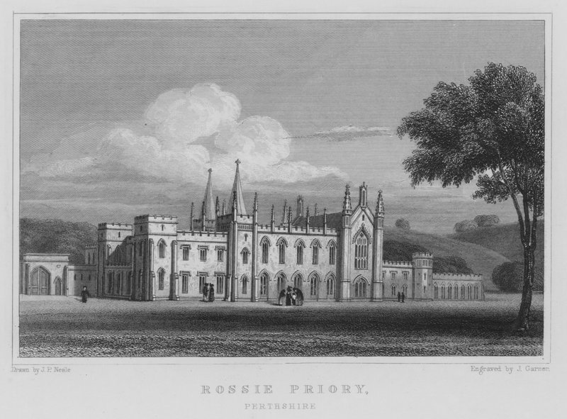 Rossie Priory, Perthshire (gravering) av Thomas Hosmer Shepherd