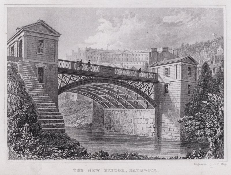 The New Bridge, Bathwick (gravering) av Thomas Hosmer Shepherd